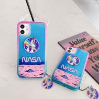 iPhone 11 NASA月球火箭搭配掛飾-漸變閃粉流沙殼