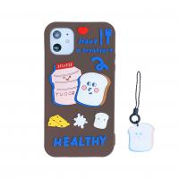 iPhone Xs 超萌牛奶麵包搭配同款掛飾硅膠保護殼