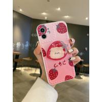 iphone 12 Mini 桃子草莓熊帶折疊支架保護殼