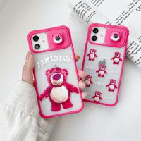 iPhone Xs Max 立體草莓熊推拉窗保護殼