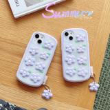 iPhone12/12 Pro 夢幻紫花朵(含同款掛飾)硅膠保護殼