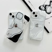 iPhone 14 Plus 黑白蝴蝶卡包系列彩繪殼